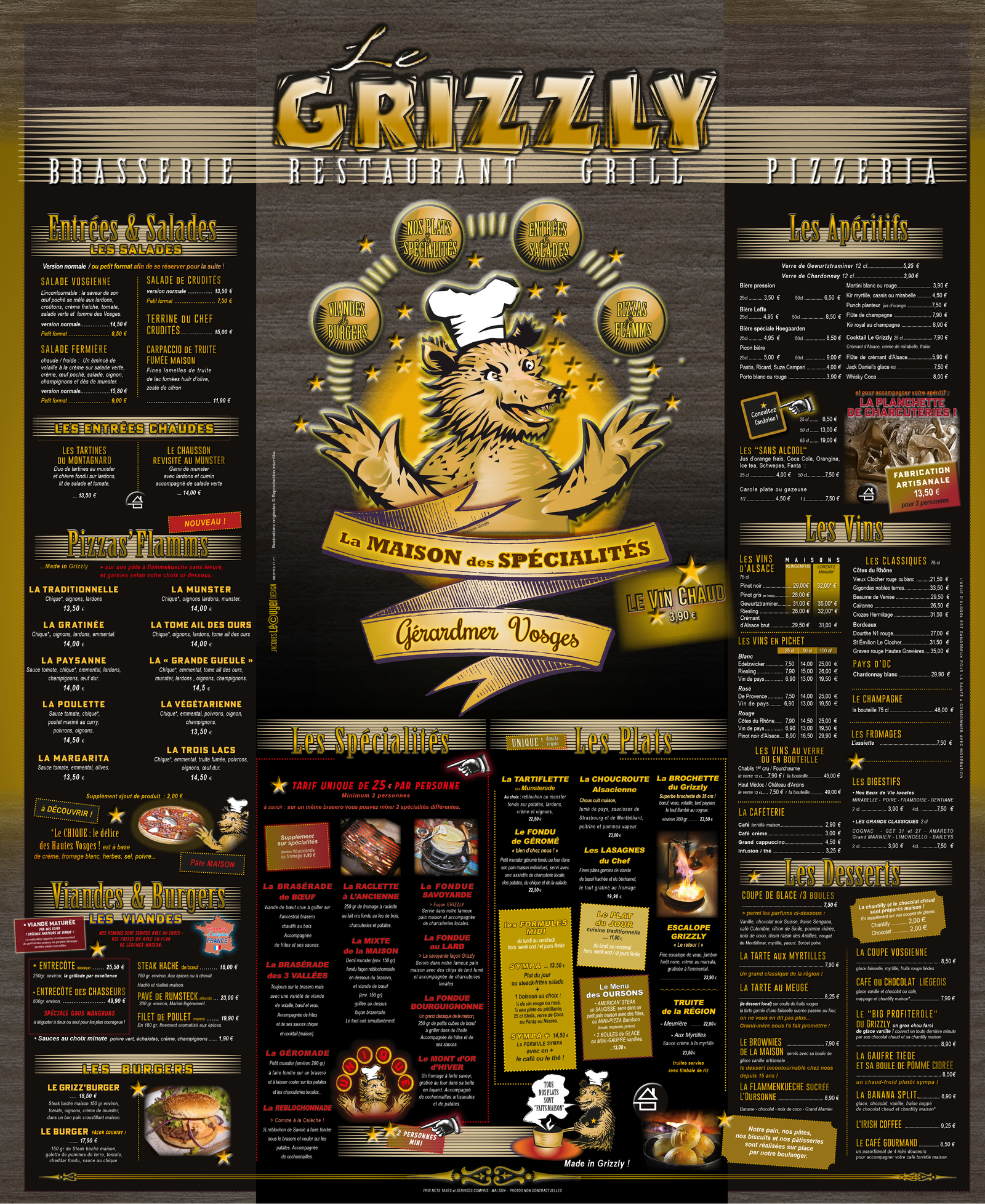 BAT pannaeu A3 Grizzly2 restaurant le grizzly Gérardmer menu